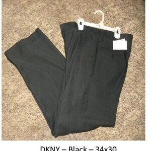 Men Size 34 x 30 - Black Stripe Slacks/Pants by DKNY
